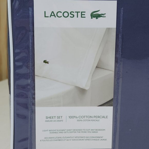 Lacoste Full Sheet Set 100% Cotton Percale Vintage Indigo Blue Light Weight - Picture 4 of 8